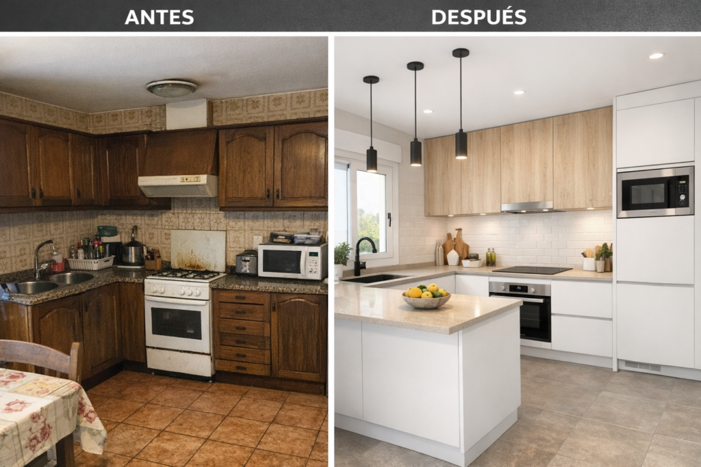 Antes y después cocina