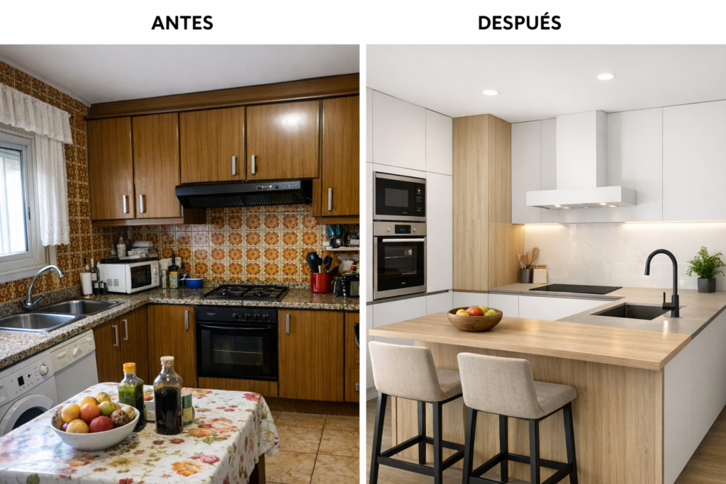 Antes y después cocina